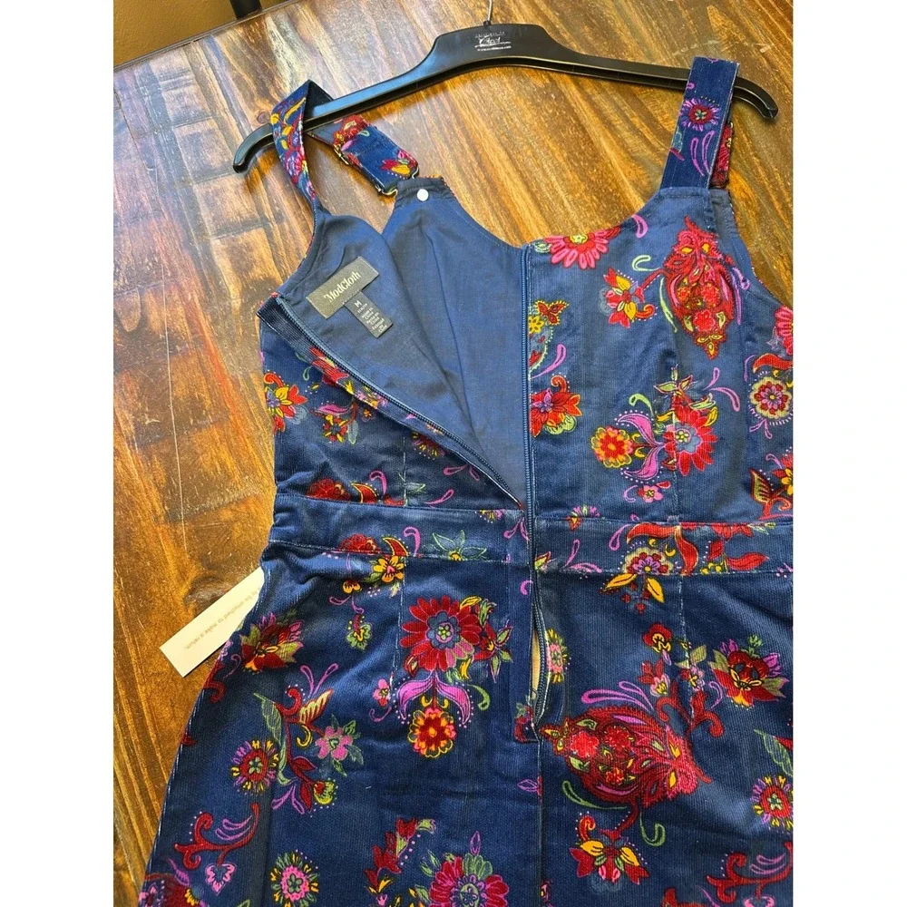ModCloth Dress Padma Paisley Navy Corduroy‎ Pinafore Medium Jumper NWT